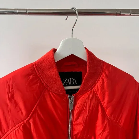 ZARA Orange Cropped Puffer Jacket - Picture 5 of 11